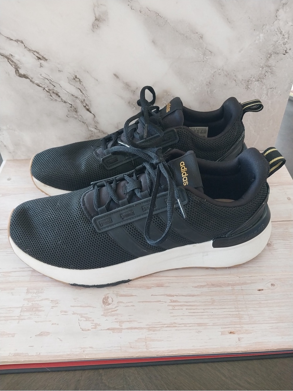 adidas Black and White Women's Lightweight Knit Sneakers